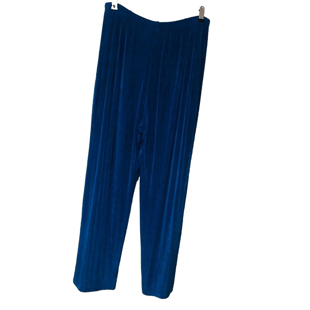 VTG Slinky Royal Blue Straight Leg Ankle Pants Womens PL Athleisure Office